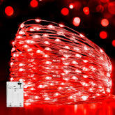 10m Red Battery Operated Fairy Lights, 100 LED Waterproof Copper Wire String Lights for Indoor Outdoor Valentine’s Day, Wedding, Bedroom & Party Decor