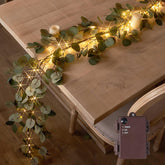 LED Willow Vine Garland with Eucalyptus Leaves, 6FT Artificial Tree Branch Fairy Lights with 96 LEDs for Indoor Christmas Home Décor