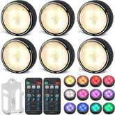 Puck Lights, Battery Operated Under Cabinet Lights, 6 Pack, Black – Brighten Dark Corners Without Wires