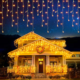 EcoNour 35m 1000 LED Icicle Christmas Lights – Warm White Outdoor Fairy Lights with 8 Modes & Timer for Garden, Windows & Parties - Turn Dark Winter Evenings Into a Warm Festive Glow
