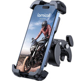 Motorcycle Phone Holder with Quick Release Clamp 13 12 11 Pro Max Mini, Xs, 4.7-6.8” Phone black
