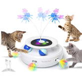 GoldenSun 3-In-1 Interactive Cat Toy with Feather and Butterfly Teaser