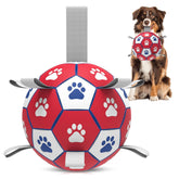 HETOO Dog Soccer Ball Interactive Toy for Small & Medium Dogs Red White 8 inch