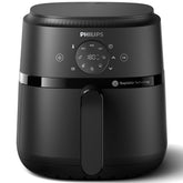 Black Philips air fryer with digital display on a white background