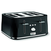 Black toaster with Tefal logo on a white background