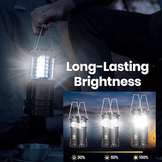 Battery powered LED lantern outdoors