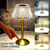 Modern LED table lamp on a bedside table with soft illumination