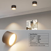 Ceiling and wall-mounted lights with specifications displayed on a white background