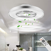Ceiling fan with light fixture in a modern room setting