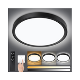 Ceiling light fixture with control panel and color selection options on a white background