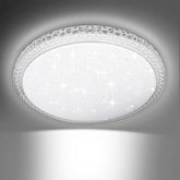 Ceiling light fixture with crystal accents on a gray background