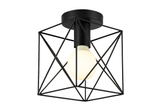 Close-up of industrial ceiling light cage design