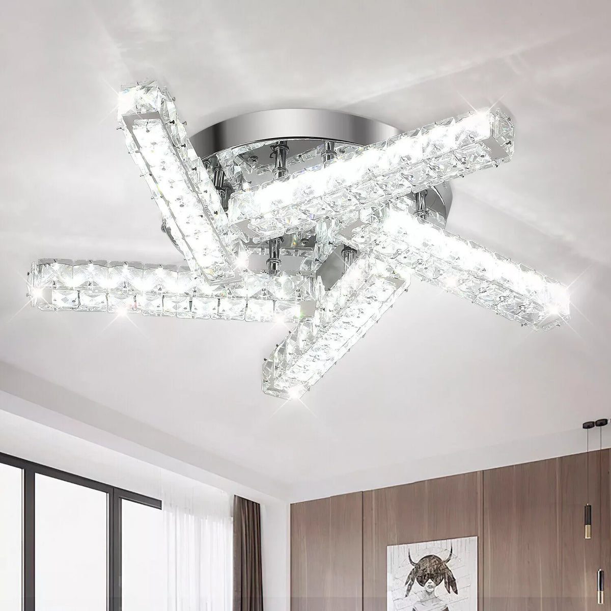 Energy-Efficient LED Ceiling Light with Crystals