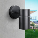 Black Down Outdoor Wall Light – IP44 Stainless Steel Exterior Sconce