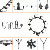 Festive Lights - ConnectPro Lighting Accessories - Connectable Outdoor Waterproof Rubber Cable (5 Port Ring Connector, Black)