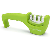 Green knife sharpener with 'Smart Sharp' branding on a white background