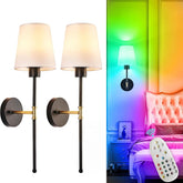 Rechargeable Wireless Wall Sconce Set, Remote Controlled Adjustable LED Light, Battery Powered Decorative Lamp for Bedroom and Living Spaces