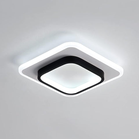 Slim LED ceiling light emitting soft white glow in hallway
 Slim LED ceiling light emitting soft white glow in hallway
