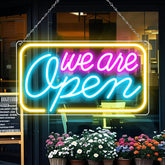 LED Neon We Are Open Sign 16.5"x9" – Bright USB Powered Open Sign with ON/OFF Switch for Business, Stores, Bars, Restaurants