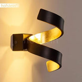LED Spiral Wall Lamp – Black & Gold Indoor Wall Light, 6W 3000K Warm White, 360 Lumen, Up & Down Lighting Effect