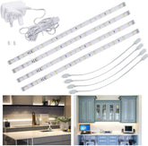 LED Under Kitchen Cabinet Strip Lights Day Light, Plug in Light Bars for Shelf Closet Showcase |Cool White, 4 x 30cm - thelights4u.com, the light4u, strip light, cabinet light, lights
