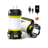 LED camping lantern light on outdoor table