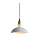 Industrial style single head iron pendant lamp hanging over a dining table