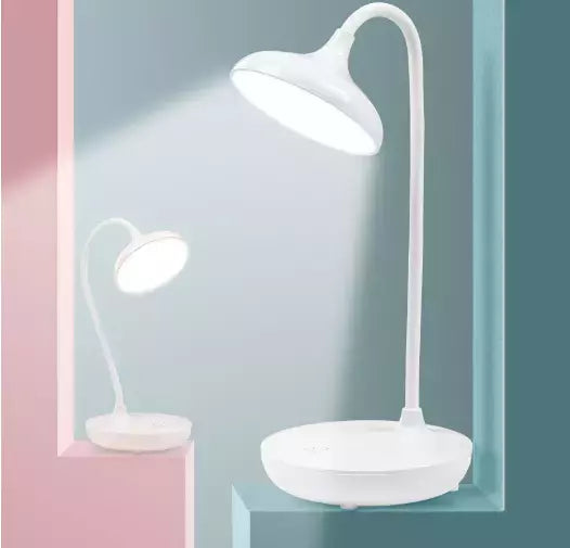 Lamp folded for easy storage and portability.