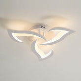Modern ceiling light fixture with leaf-like design on a plain background