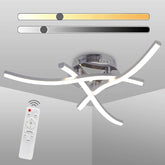 Modern ceiling light fixture with remote control on a gray background