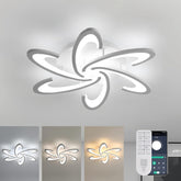 Modern ceiling light fixture with remote control on a neutral background