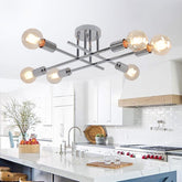 Modern kitchen with a chandelier fixture