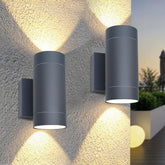 Outdoor Wall Lights 2 Pack – IP54 Waterproof Black Aluminium Up & Down Sconces