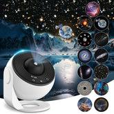 Planetarium projector with celestial designs on a dark space-themed background