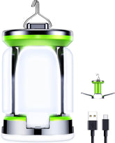 Portable lantern with USB cable and charging adapter on a white background