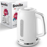 Bold White Electric Kettle – 1.7L Capacity, 3kW Fast Boil, Gloss Textured Design with Chrome Accents, Easy Clean & Cord Storage