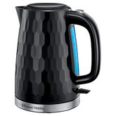 Russell Hobbs Honeycomb Electric Kettle 1.7L – 3kW Fast Boil Cordless Black Kettle with Perfect Pour Spout & Removable Anti-Scale Filter