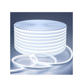 Roll of white LED strip light on a blue background