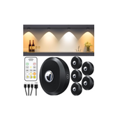 Set of LED lights with remote control on a white background