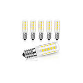 Set of five LED corn bulbs with E14 base on a white background