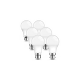 Set of six white light bulbs on a white background