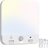 Smart light bulb with remote control and USB cable on a white background