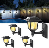 Solar Fence Lights 4 Pack, Outdoor LED Wall Lights with Edison Bulbs, 2 Modes Warm/Cold White, Waterproof Solar Garden Decor