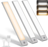 Three LED strip lights with USB cable on a white background
