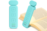 Turquoise Gritin reading device on an open book