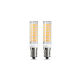 Two LED light bulbs on a white background