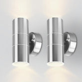 Two cylindrical wall lights on a white background