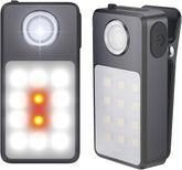 Two portable LED lights with motion sensor on a white background