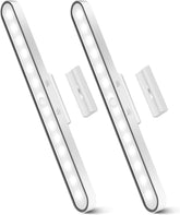 Two wireless motion sensor lights on a white background