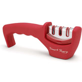 Red knife sharpener with 'Smart Sharp' branding on a white background